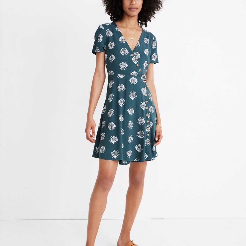 Madewell Teal Floral Mini Dress